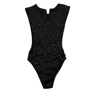 Rehab S Black Sequin Sleeveless Bodysuit Party Clubwear Disco Nightlife Bodycon